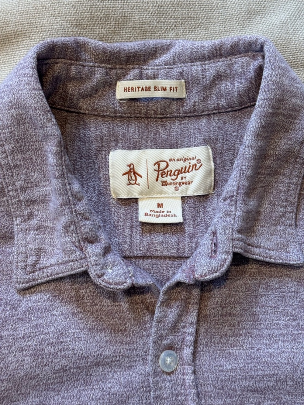 Original Penguin - Heritage - Slim Fit Long Sleeve Button Down - Lavender - M